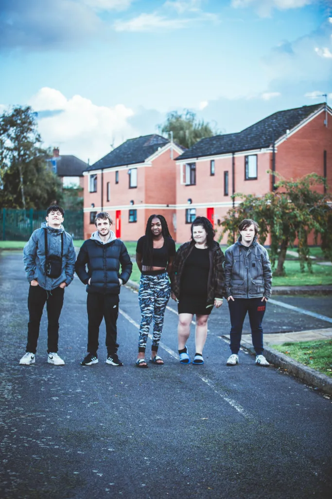 group of young people in a street